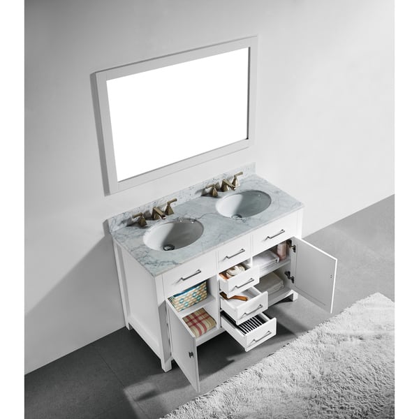 48 Inch White Finish Solid Wood Double Sink Bathroom Vanity Double Sink Bathroom Vanity