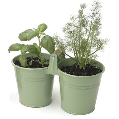 Hit Corp 8122E 11-Inches x 5.5-Inches x 6.5-Inches 2 Pail Planter With Handle