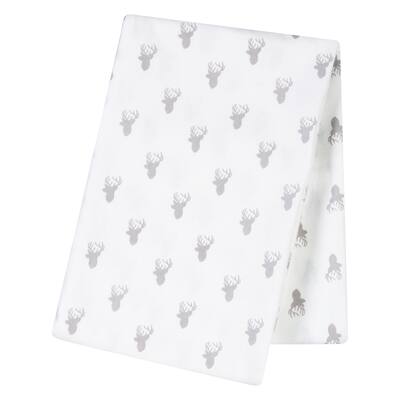 Trend Lab White/Grey Cotton Fleece Animal-print Swaddle Blanket