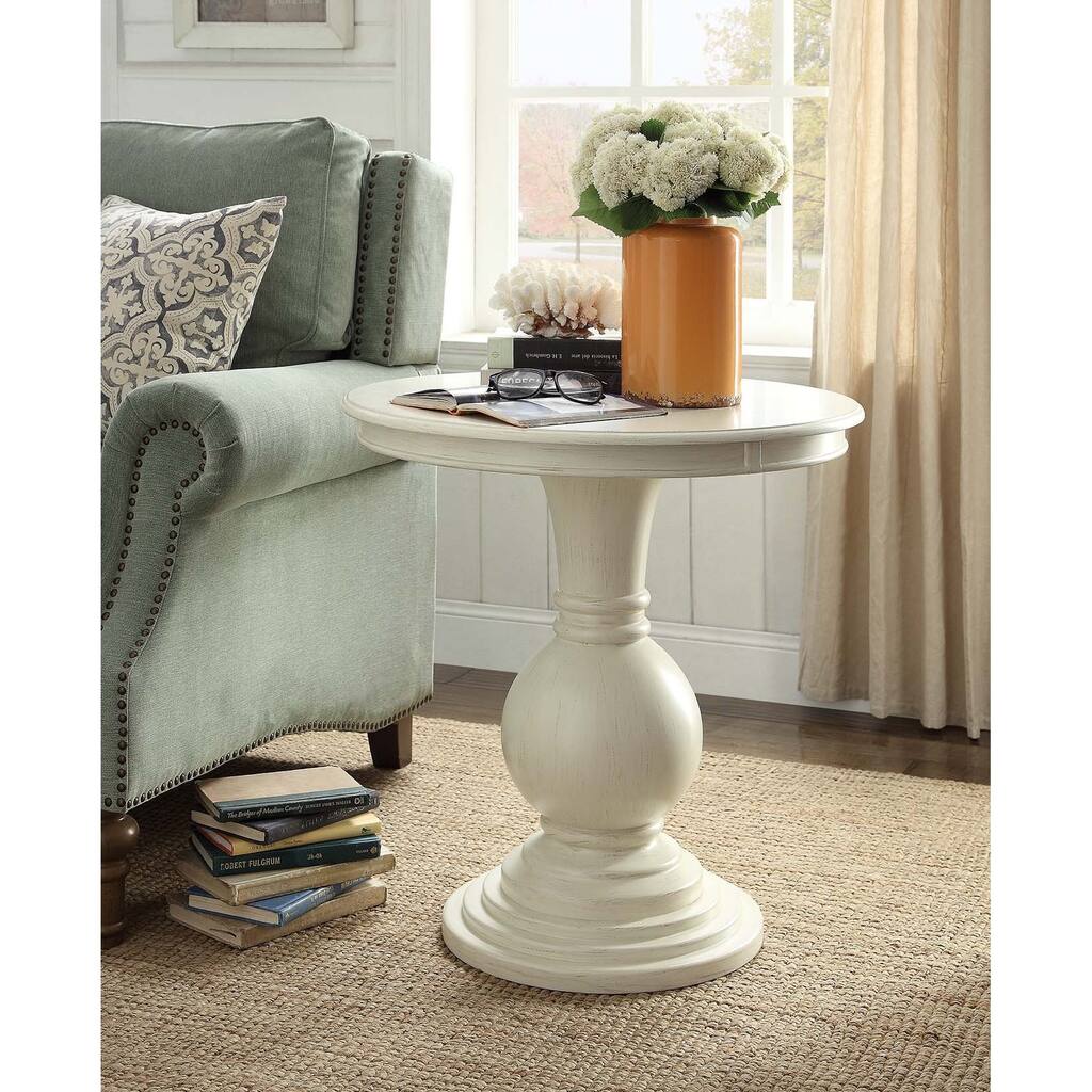 Rosemont Antique White Pedestal Side Table