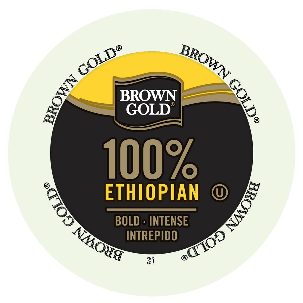 Brown Gold Coffee 100-percent Ethiopian RealCup Portion Pack for Keurig Brewers