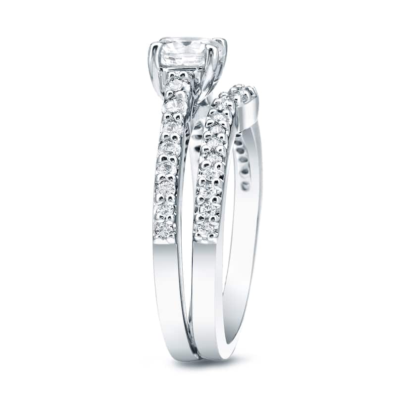 Auriya Platinum 1 carat TW Round Diamond Engagement Ring Set