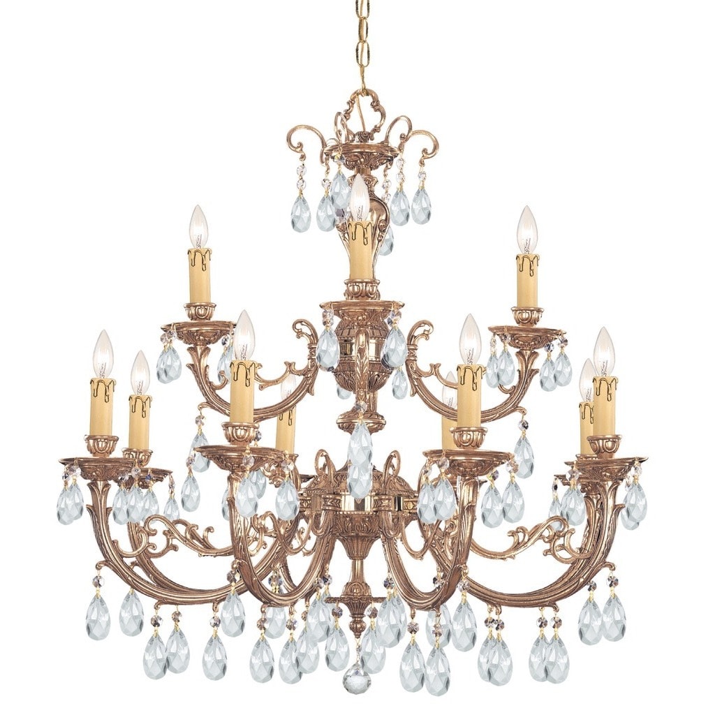 Crystorama Etta Collection 12-light Olde Brass/Crystal Chandelier - Gold - Chandeliers For Bedrooms by Overstock.com