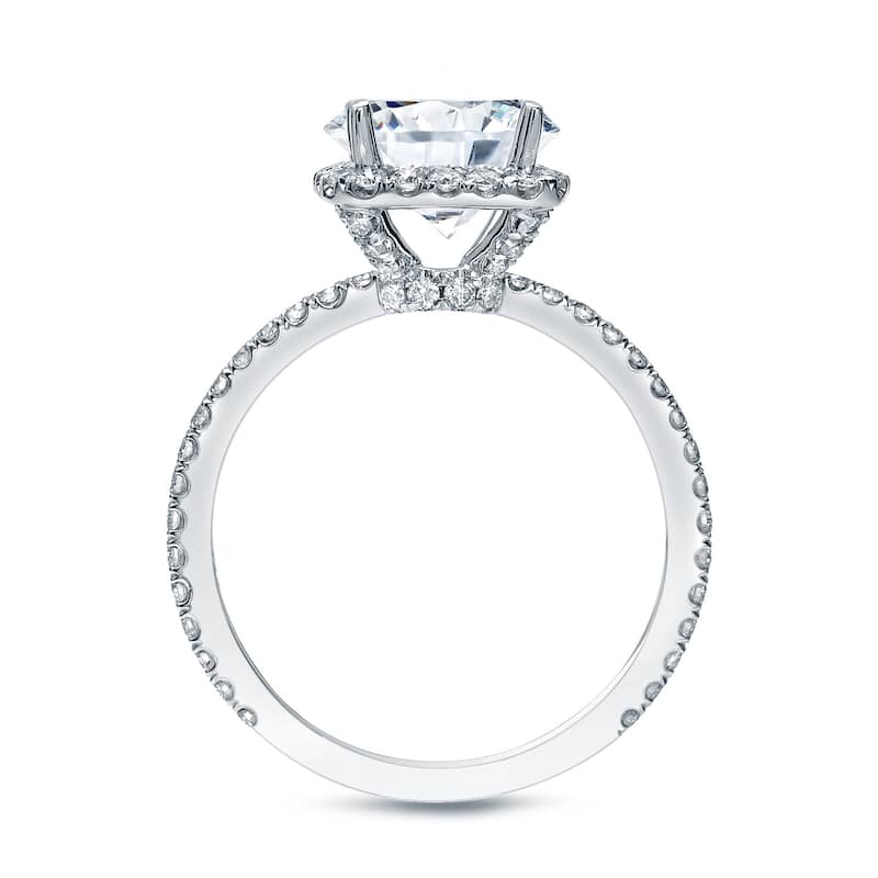 Auriya Platinum 1 1/2ctw Cushion-cut Halo Diamond Engagement Ring Certified