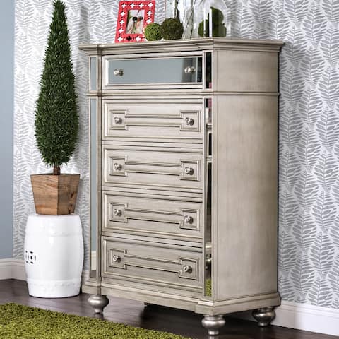 Furniture of America Eaen Glam Champagne Solid Wood 5-drawer Chest