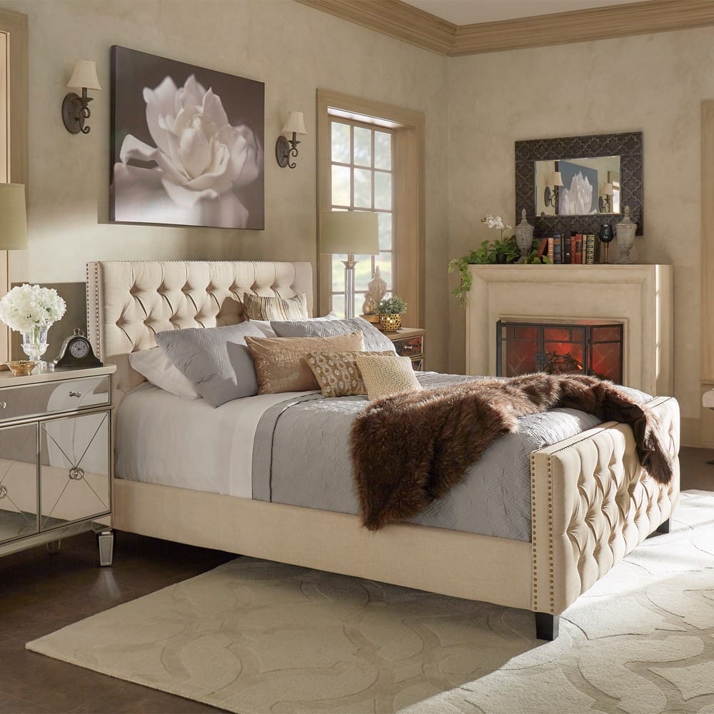 Knightsbridge Tufted Nailhead Chesterfield Bed with Footboard by iNSPIRE Q Artisan