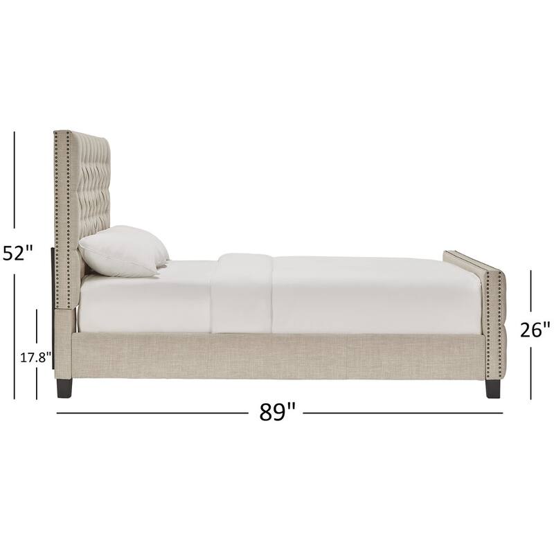 Knightsbridge Tufted Nailhead Chesterfield Bed with Footboard by iNSPIRE Q Artisan