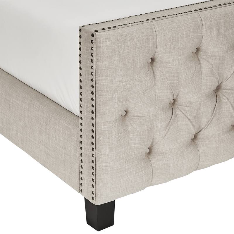 Knightsbridge Tufted Nailhead Chesterfield Bed with Footboard by iNSPIRE Q Artisan