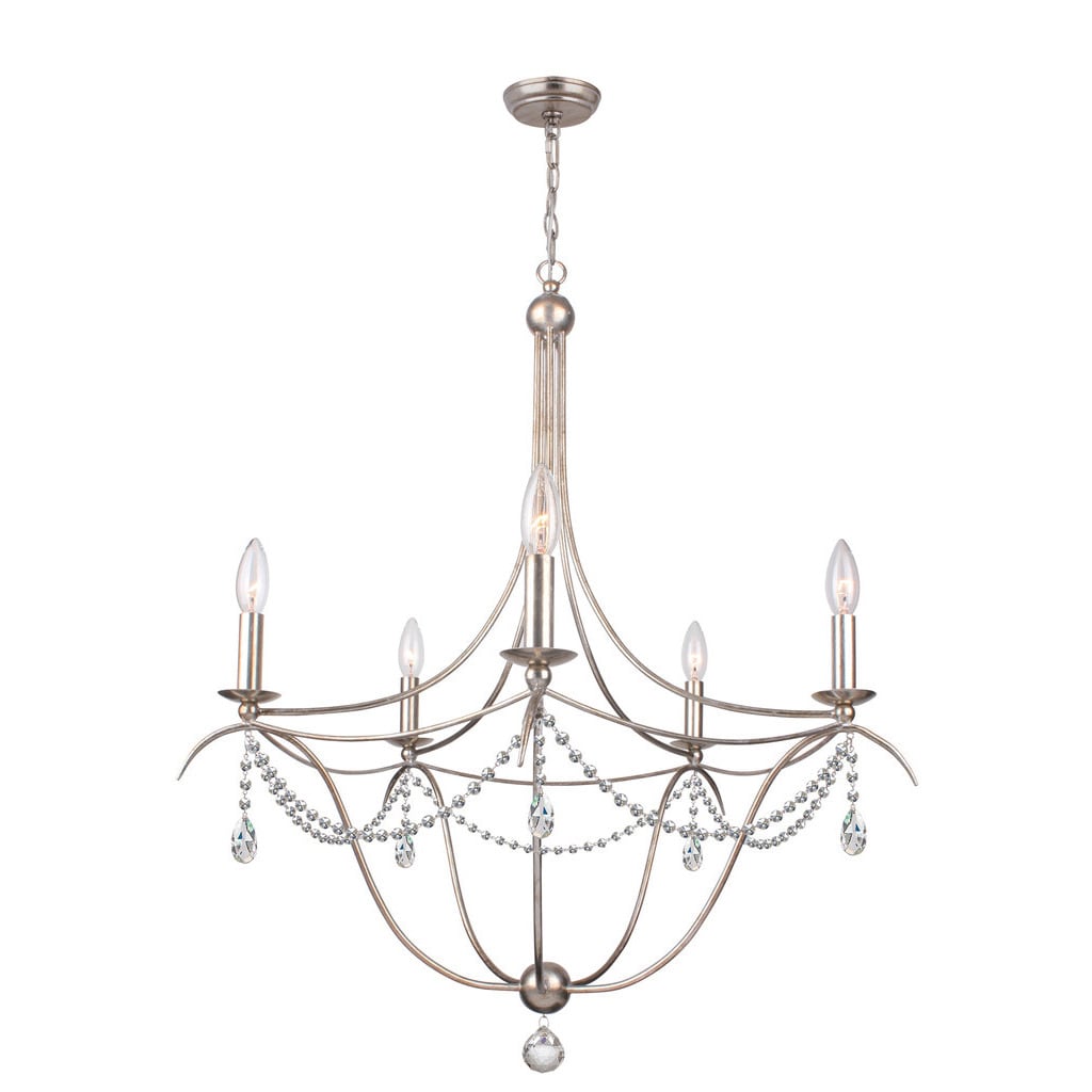 Crystorama Metro Collection 5-light Antique Silver Chandelier - Chandeliers For Bedrooms by Overstock.com