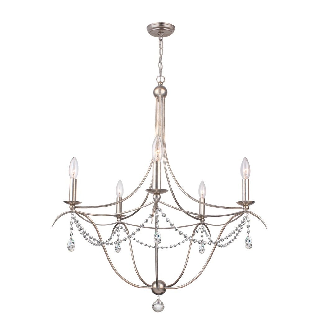 Crystorama Metro Collection 5-light Antique Silver Chandelier - Chandeliers For Bedrooms by Overstock.com