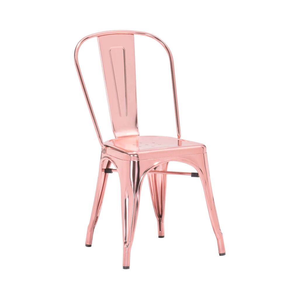 Amalfi Metallic Light Rose Gold Steel Dining Chair (Set of 4)