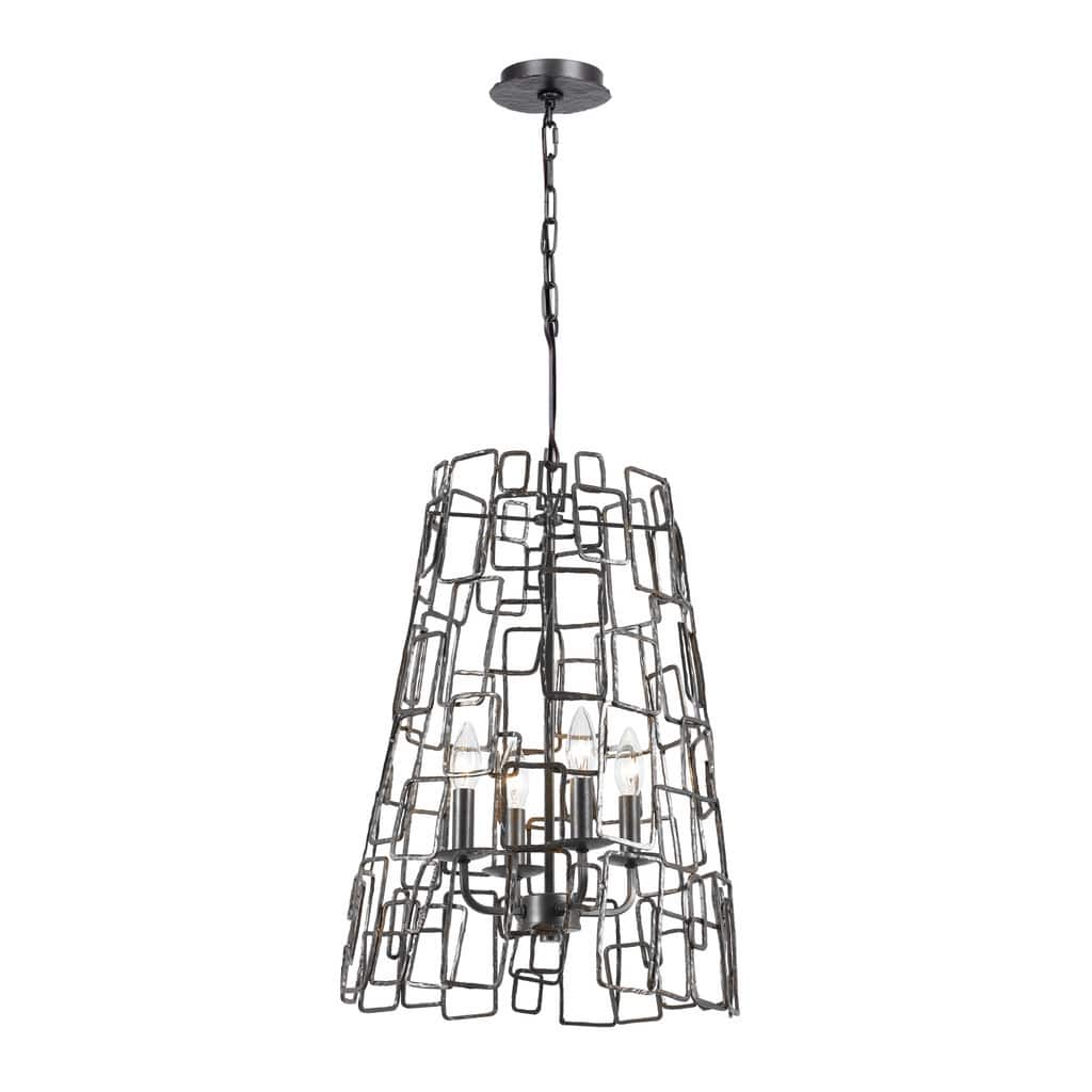 Crystorama Lattice Collection 4-light Raw Steel Chandelier - Chandeliers For Bedrooms by Overstock.com