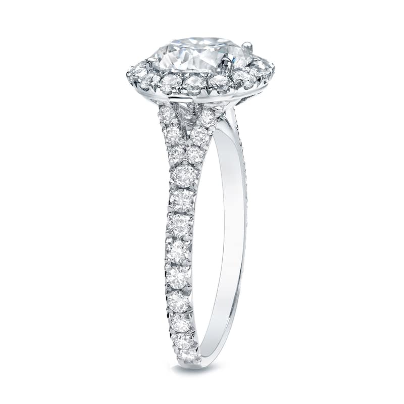 Auriya Platinum 1 1/2ctw Certified Round Halo Diamond Engagement Ring