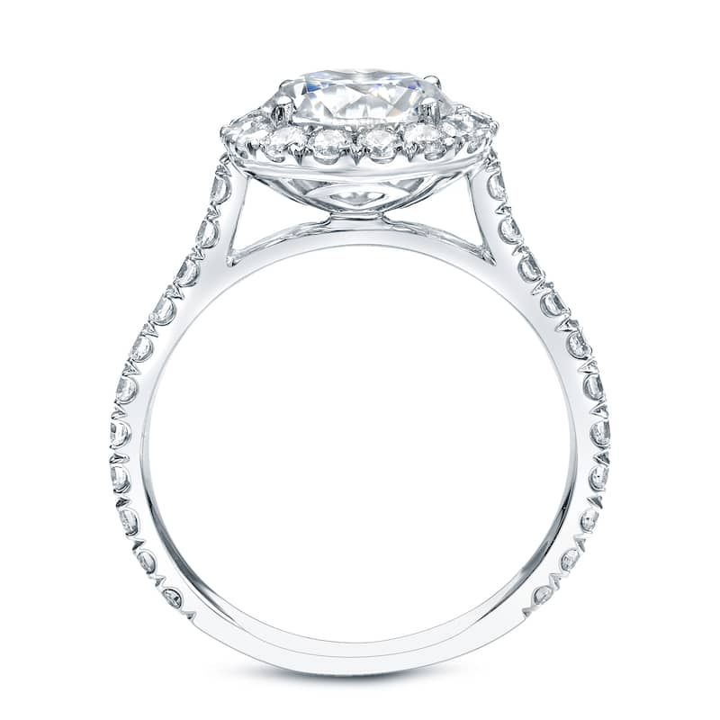 Auriya Platinum 1 1/2ctw Certified Round Halo Diamond Engagement Ring