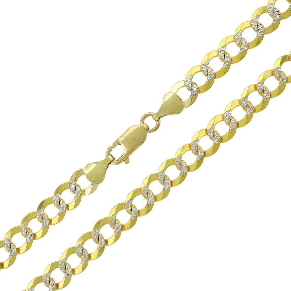 22 inch cuban link chain necklace 7mm in 14k gold 14k Yellow Gold 7mm Solid Cuban Curb Link Diamond Cut Pave Necklace Chains Gold Chain For Men Women 100 Real 14k Gold On Sale Overstock 12384563