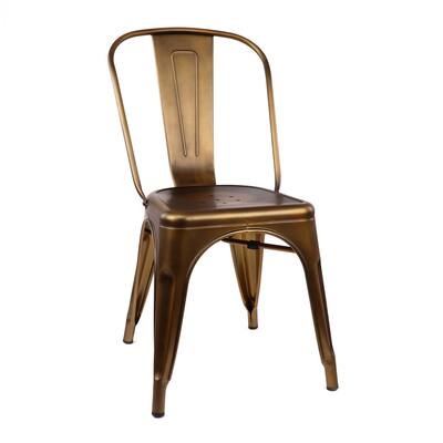Amalfi Vintage Brass Steel Stackable Dining Chair (Set of 4)