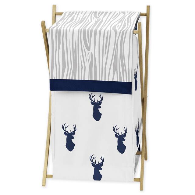 Sweet Jojo Designs Navy and White Woodland Deer Fabric Laundry Hamper