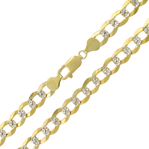 14k Yellow Gold Diamond-cut 8MM Solid Cuban Curb Link Chain 