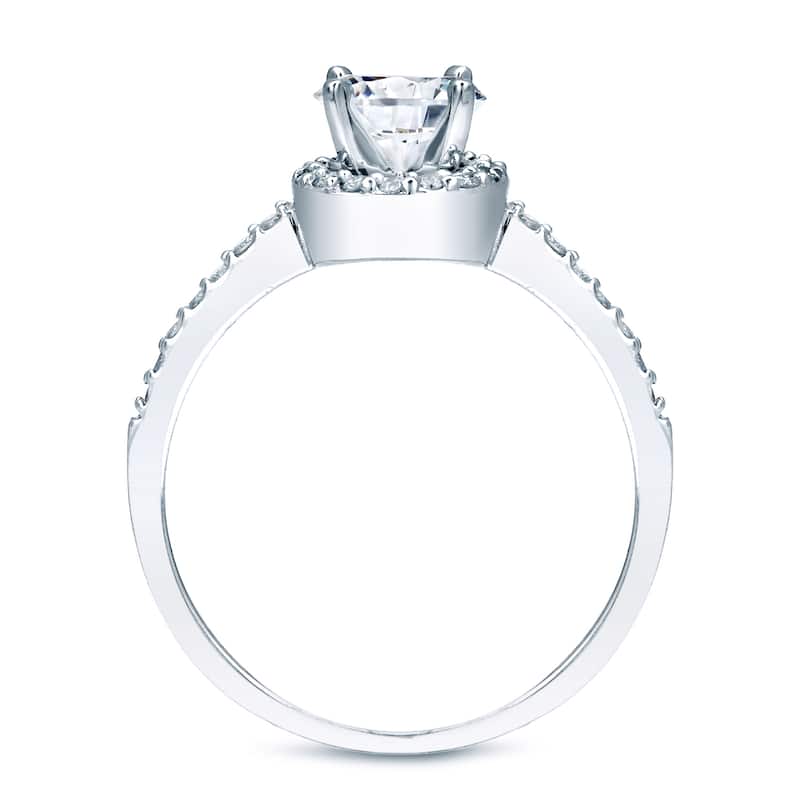 Auriya Platinum 1ctw Round Halo Diamond Engagement Ring Set