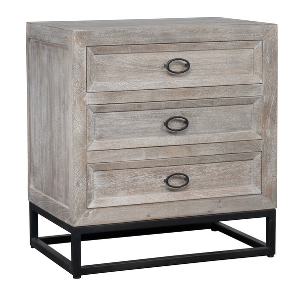 Shop Albie Rustic Grey Wood 3-drawer Nightstand by Kosas Home - Free ...
