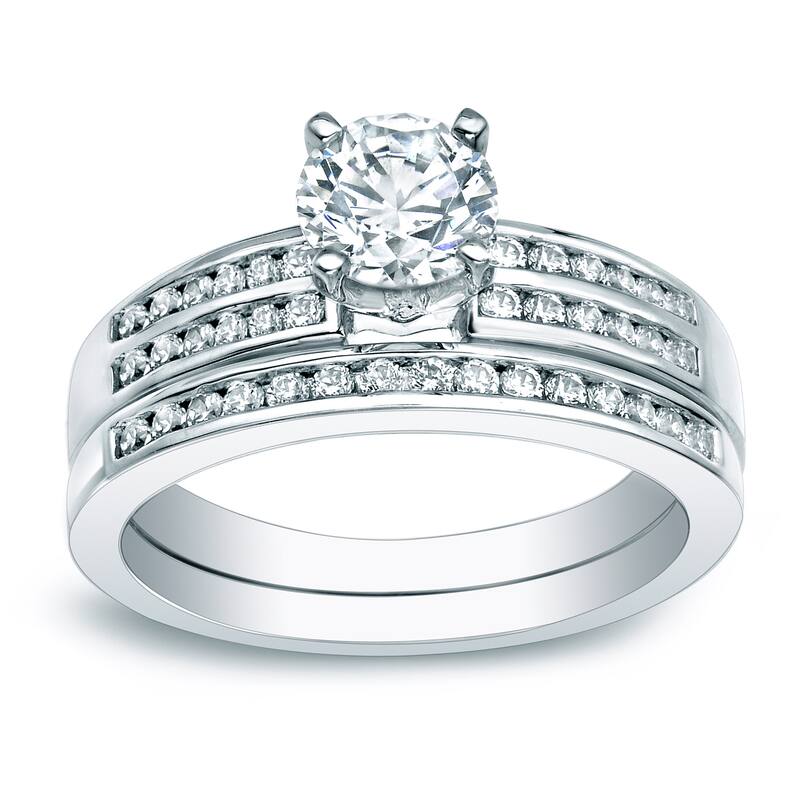 Auriya Platinum 1cttw Round Diamond Engagement Ring Set
