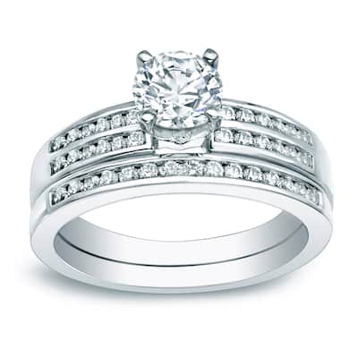 Auriya Platinum 1cttw Round Diamond Engagement Ring Set