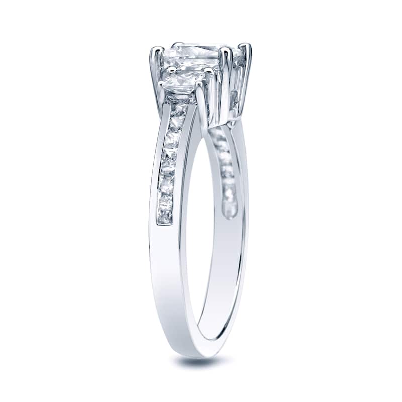 Auriya 1 1/2ctw Princess-Cut 3-Stone Diamond Engagement Ring Platinum Gold Certified