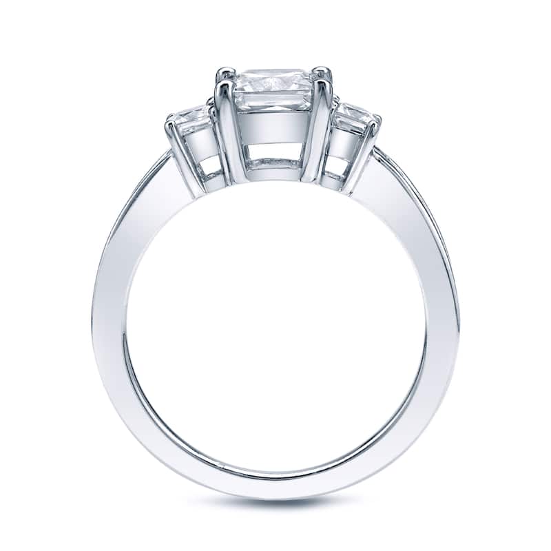 Auriya 1 1/2ctw Princess-Cut 3-Stone Diamond Engagement Ring Platinum Gold Certified
