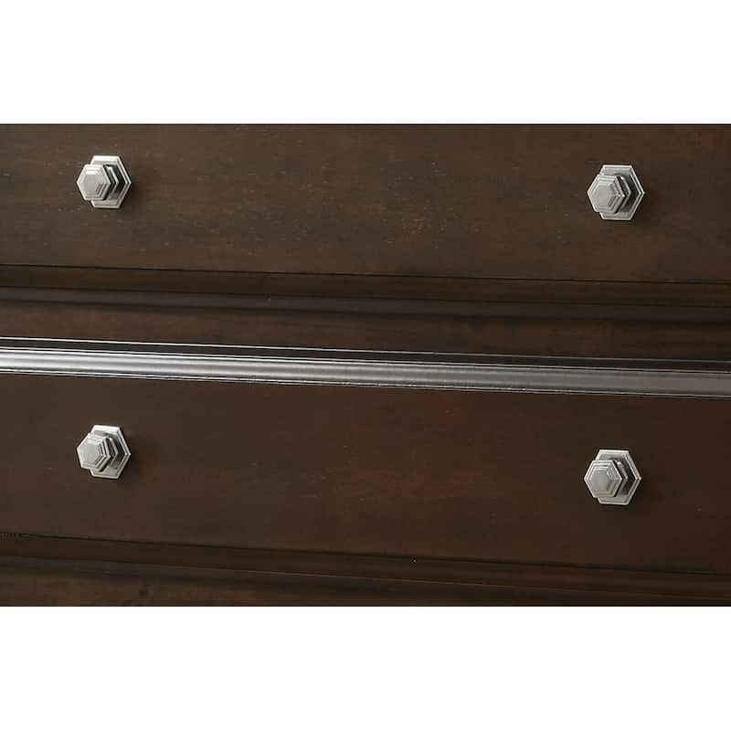 Hazelo Transitional Cherry Solid Wood 5-Drawer Chest by Furniture of America