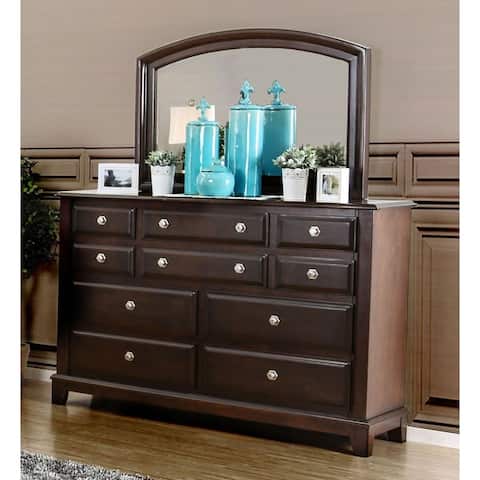 Furniture of America Hazelo Cherry 2-piece Dresser and Mirror Set