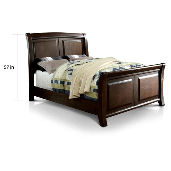 Furniture of America Hazelo Modern Brown Solid Wood Sleigh Bed