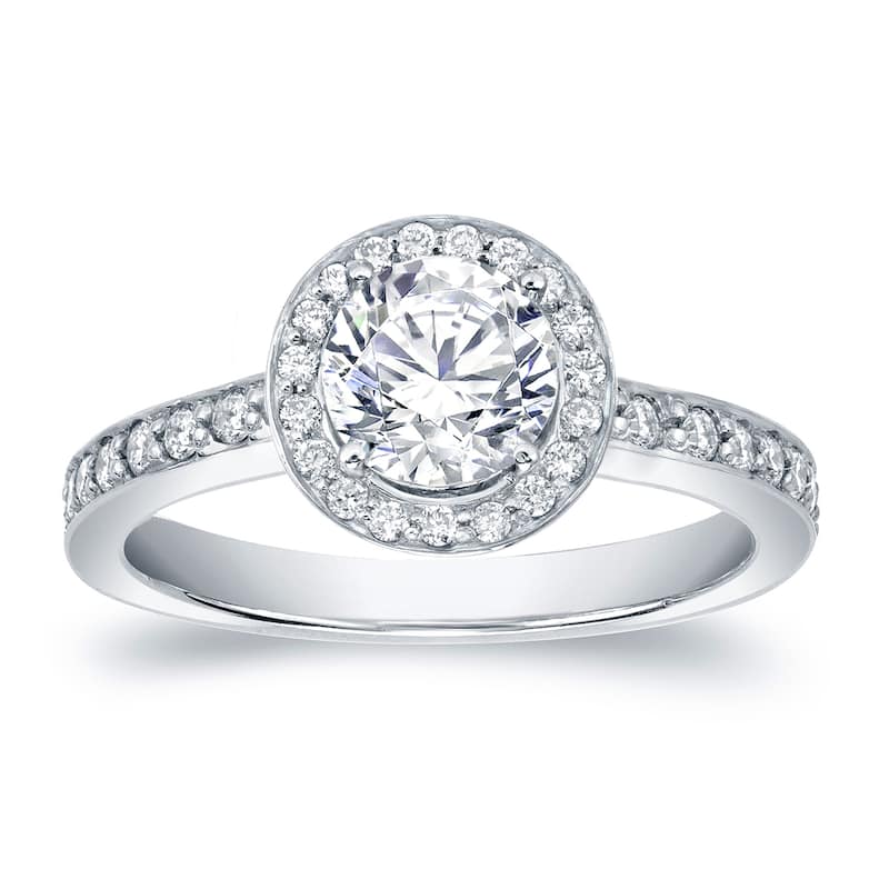 Auriya Platinum 1 carat TW Round Halo Diamond Engagement Ring - 4