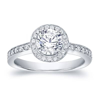 Auriya Platinum 1 carat TW Round Halo Diamond Engagement Ring