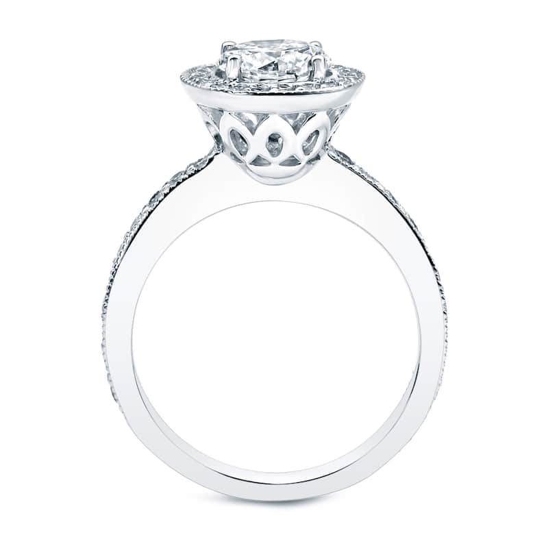 Auriya Platinum 1 carat TW Round Halo Diamond Engagement Ring
