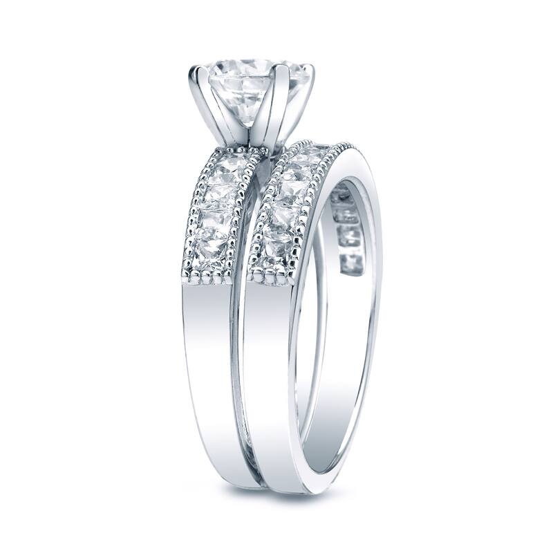 Auriya Platinum 2 carat TW Channel-set Round Diamond Engagement Ring Set