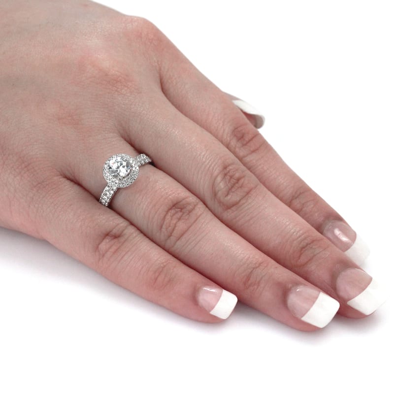 Auriya Platinum 1 3/4ctw Round Double Halo Diamond Engagement Ring