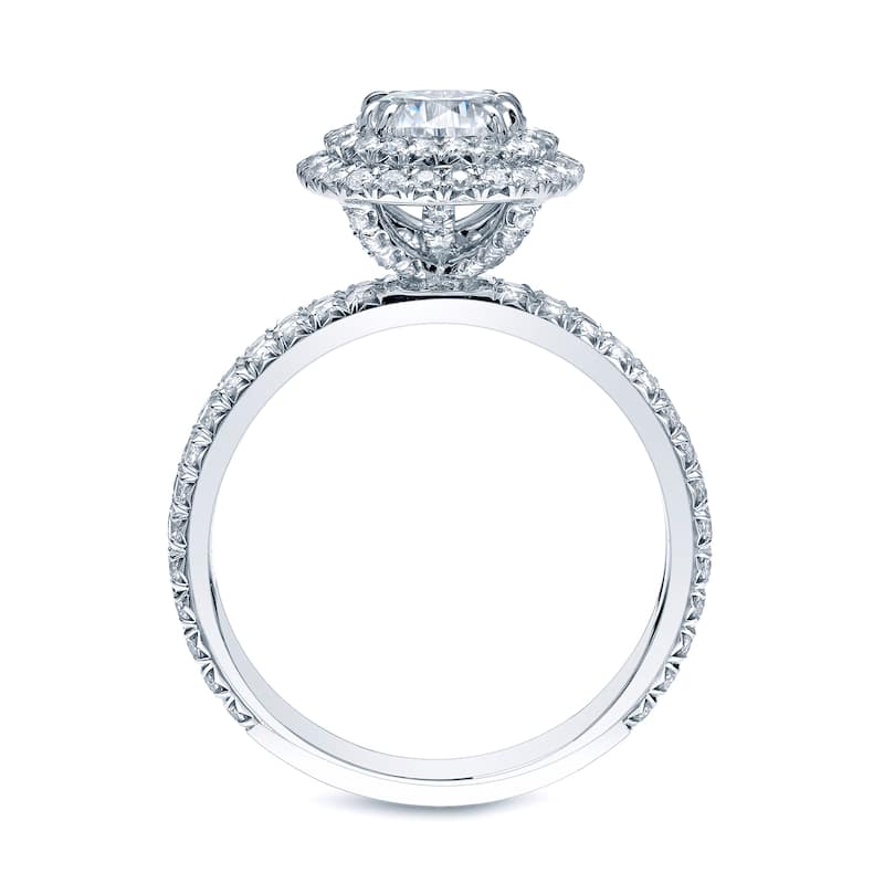 Auriya Platinum 1 3/4ctw Round Double Halo Diamond Engagement Ring