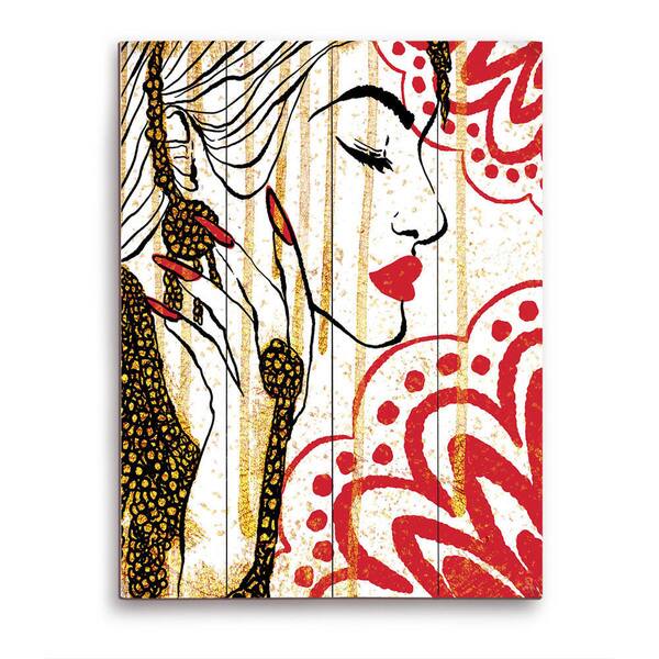 Red and Gold Glamor' Wood Wall Art - - 12386404