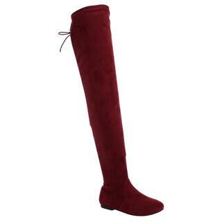 red boots flat heel