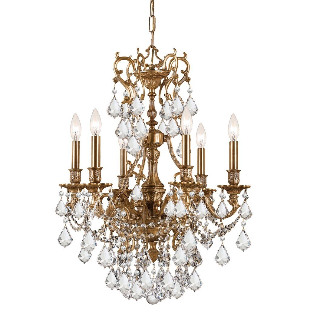 Crystorama Yorkshire Collection 6-light Aged Brass/Crystal Chandelier - Gold - Chandeliers For Bedrooms by Overstock.com