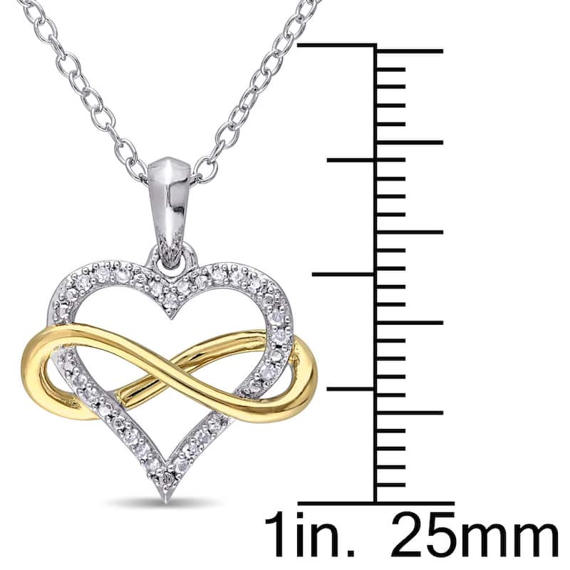 Miadora Two-Tone Sterling Silver 1/10ct TDW Diamond Infinity Heart Necklace - White