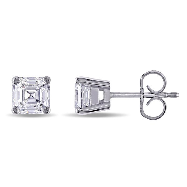 1.5 carat asscher cut diamond stud earrings