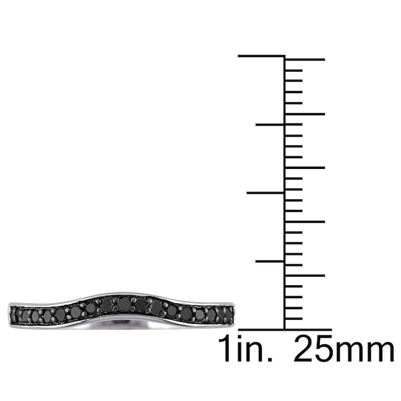 Miadora Sterling Silver and Black Rhodium Plated Silver 1/5ct TDW Black Diamond Chevron Wedding Band