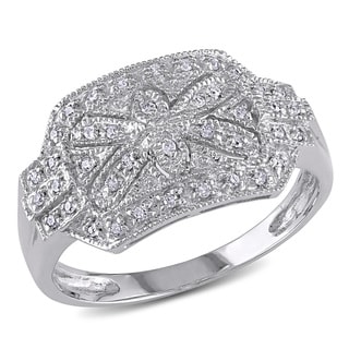Sterling Silver 2/5ct TDW Vintage Style Diamond Ring (G-H, I1-I2 ...