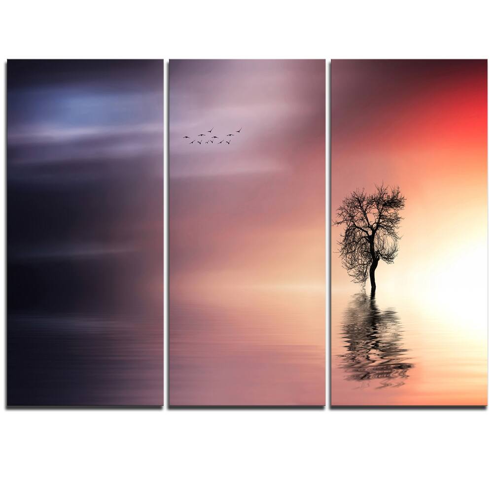 Solitude Tree and Flying Birds Extra Large Wall Art Landscape Bed