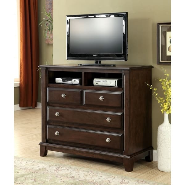 slide 2 of 5, Furniture of America Hazelo Contemporary 46-inch Cherry Media Chest