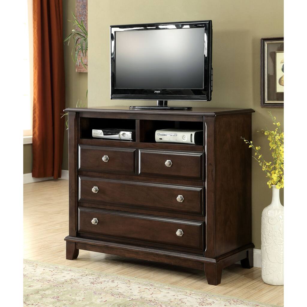 Hazelo Contemporary Cherry 46-inch 4-Drawer Media Chest by Furniture of America