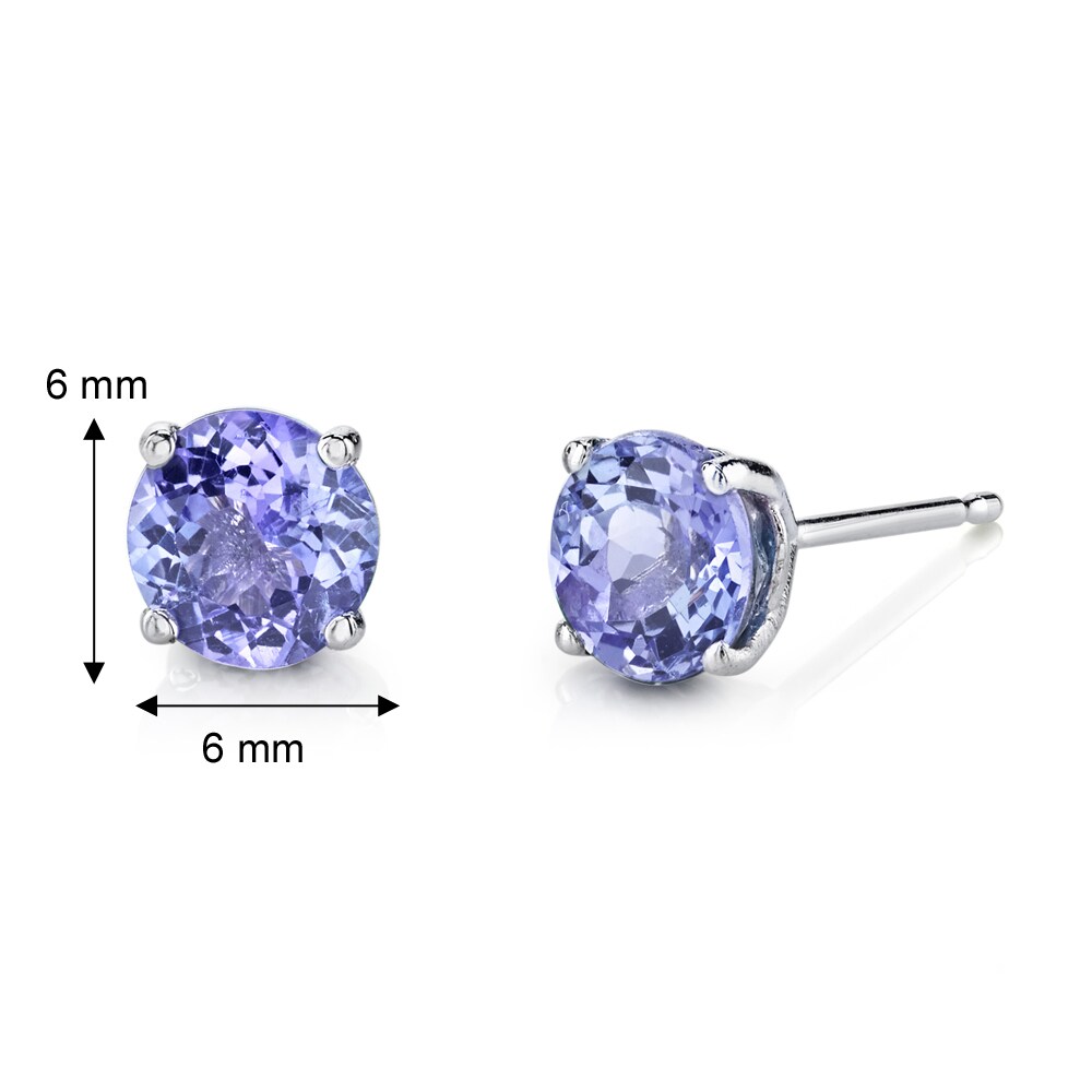 14Kt White Gold Tanzanite /& Diamond Round Stud Earrings