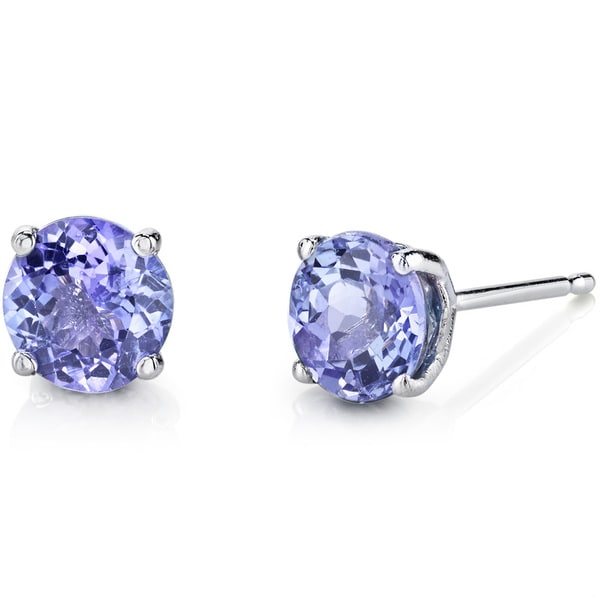Oravo 14k White Gold 1 50 Carats Tanzanite Round Cut Stud Oravo 14k White Gold 1 50 Carats Tanzanite Round Cut Stud Earrings