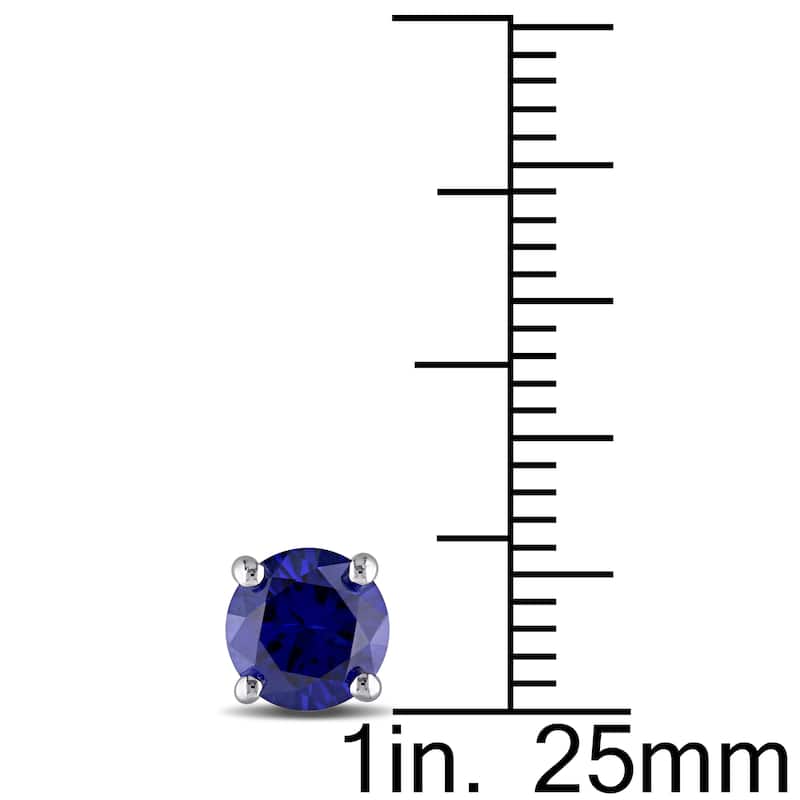 Miadora Sterling Silver Created Sapphire Stud Earrings - Blue